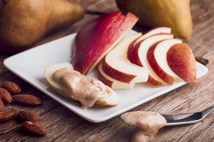 Almond butter and fruit slices