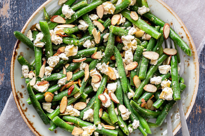 Green bean salad with almonds and feta
