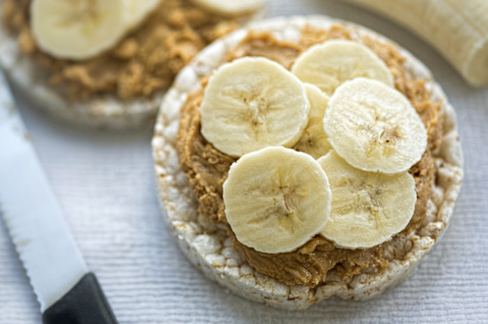 Almond butter and sliced banana crackers